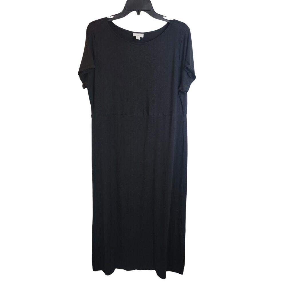 J. Jill Black Crew Neck Relaxed Short Sleeve‎ Maxi Dress Women's Size Large
